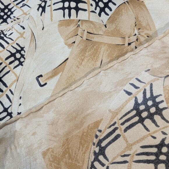 Authentic Vintage Burberry London Silk Scarf Handkerchief - Umbrella Check Scene - Picture 4 of 9